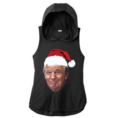 Donald Trump Christmas Funny Maga Santa Hat Gift Ladies PosiCharge Tri-Blend Wicking Draft Hoodie Tank