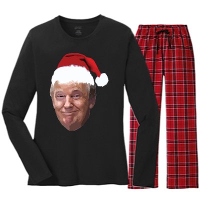 Donald Trump Christmas Funny Maga Santa Hat Gift Women's Long Sleeve Flannel Pajama Set 