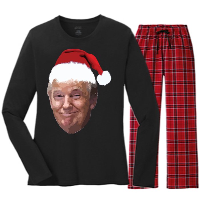 Donald Trump Christmas Funny Maga Santa Hat Gift Women's Long Sleeve Flannel Pajama Set 