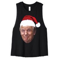 Donald Trump Christmas Funny Maga Santa Hat Gift Women's Racerback Cropped Tank