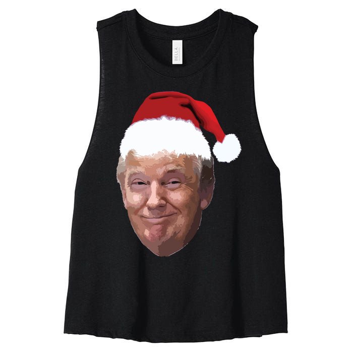 Donald Trump Christmas Funny Maga Santa Hat Gift Women's Racerback Cropped Tank