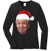 Donald Trump Christmas Funny Maga Santa Hat Gift Ladies Long Sleeve Shirt