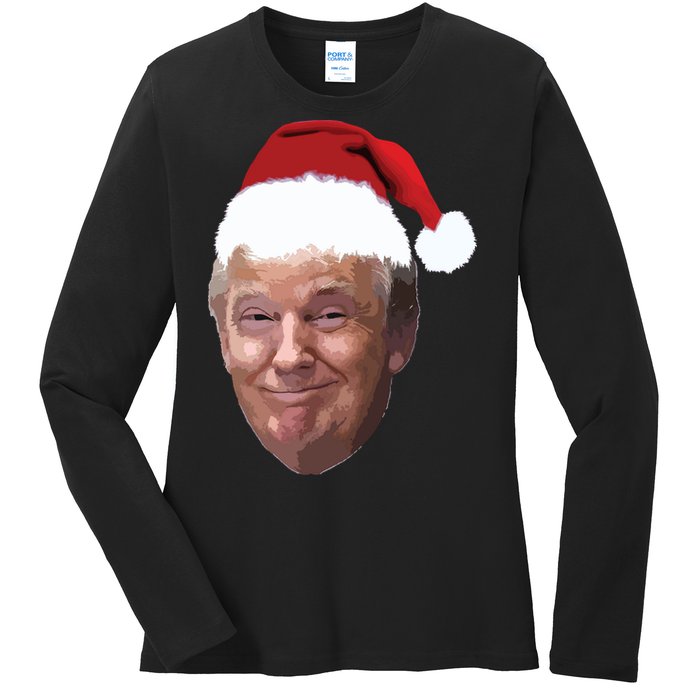 Donald Trump Christmas Funny Maga Santa Hat Gift Ladies Long Sleeve Shirt