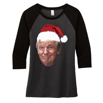 Donald Trump Christmas Funny Maga Santa Hat Gift Women's Tri-Blend 3/4-Sleeve Raglan Shirt