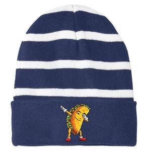 Dabbing Taco Cinco de Mayo Funny Mexican Food Dab Striped Beanie with Solid Band