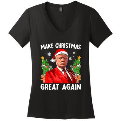 Donald Trump Christmas Funny Conservative Maga Women's V-Neck T-Shirt