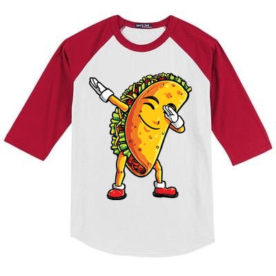 Dabbing Taco Cinco De Mayo Funny Mexican Dab Kids Colorblock Raglan Jersey