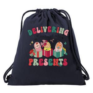 Delivering The Cutest Little Presents Xmas Labor Delivery Drawstring Bag