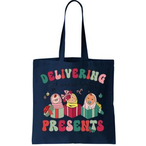 Delivering The Cutest Little Presents Xmas Labor Delivery Tote Bag