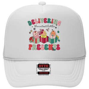 Delivering The Cutest Little Presents Xmas Labor Delivery High Crown Mesh Back Trucker Hat