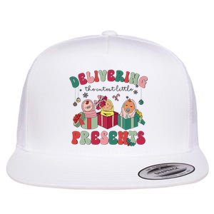 Delivering The Cutest Little Presents Xmas Labor Delivery Flat Bill Trucker Hat