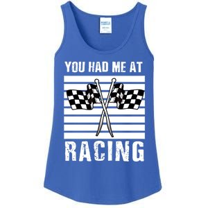 Dirt Track Car Racing Checker Flag You Had Me At Racing Funny Gift Ladies Essential Tank