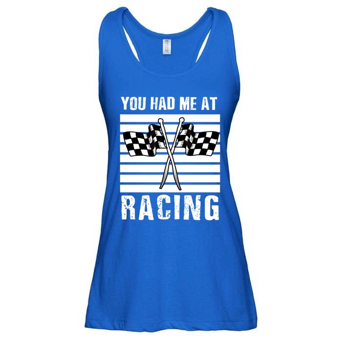 Dirt Track Car Racing Checker Flag You Had Me At Racing Funny Gift Ladies Essential Flowy Tank