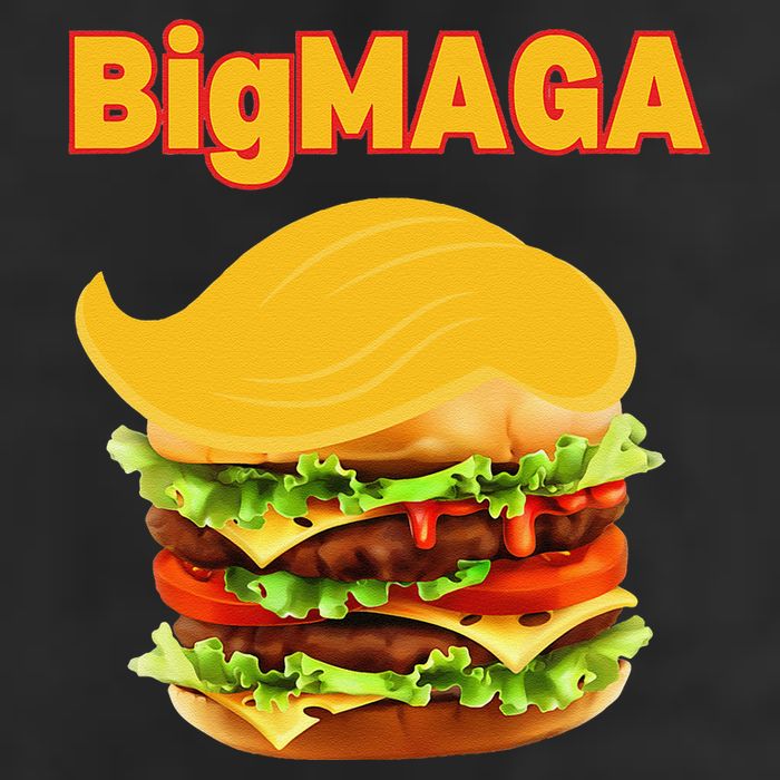 Donald Trump Cheeseburger Big Maga Hamburger 7 Panel Mesh Trucker Snapback Hat