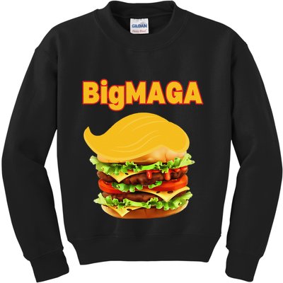 Donald Trump Cheeseburger Big Maga Hamburger Kids Sweatshirt