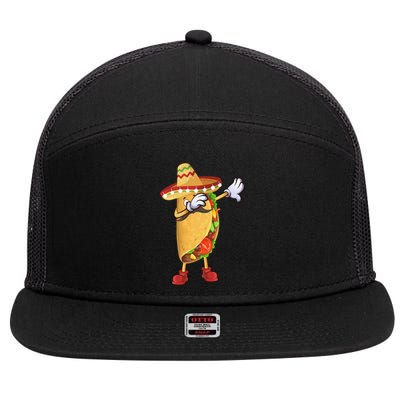 Dabbing Taco Cinco De Mayo Celebration 7 Panel Mesh Trucker Snapback Hat