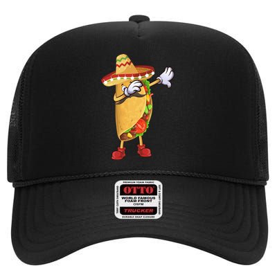 Dabbing Taco Cinco De Mayo Celebration High Crown Mesh Back Trucker Hat