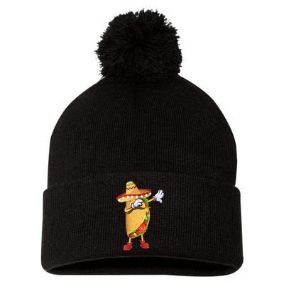 Dabbing Taco Cinco De Mayo Celebration Pom Pom 12in Knit Beanie