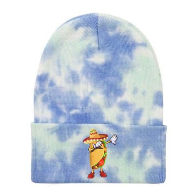 Dabbing Taco Cinco De Mayo Celebration Tie Dye 12in Knit Beanie