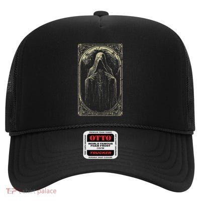 Death Tarot Card Halloween High Crown Mesh Back Trucker Hat