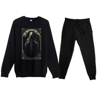 Death Tarot Card Halloween Premium Crewneck Sweatsuit Set