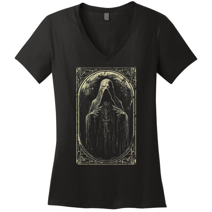 Death Tarot Card Halloween Women's V-Neck T-Shirt