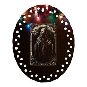 Death Tarot Card Halloween Ceramic Oval Ornament