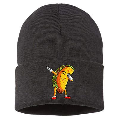 Dabbing Taco Cinco de Mayo Funny Dab Dance Mexican Sustainable Knit Beanie