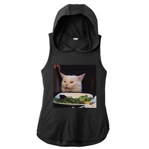 Dinner Table Cat Meme Funny Internet Yelling Confused Gift Ladies PosiCharge Tri-Blend Wicking Draft Hoodie Tank