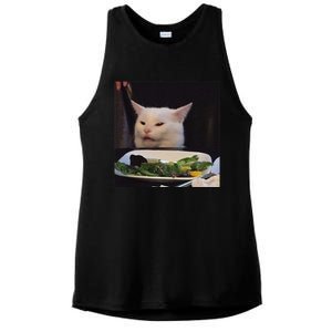 Dinner Table Cat Meme Funny Internet Yelling Confused Gift Ladies PosiCharge Tri-Blend Wicking Tank