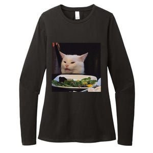 Dinner Table Cat Meme Funny Internet Yelling Confused Gift Womens CVC Long Sleeve Shirt