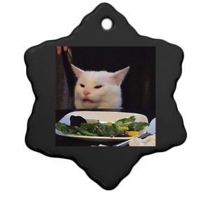 Dinner Table Cat Meme Funny Internet Yelling Confused Gift Ceramic Star Ornament