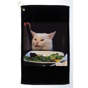 Dinner Table Cat Meme Funny Internet Yelling Confused Gift Platinum Collection Golf Towel