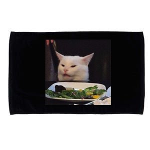 Dinner Table Cat Meme Funny Internet Yelling Confused Gift Microfiber Hand Towel