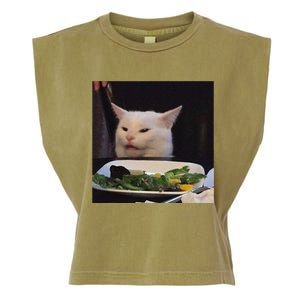 Dinner Table Cat Meme Funny Internet Yelling Confused Gift Garment-Dyed Women's Muscle Tee