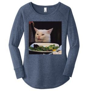 Dinner Table Cat Meme Funny Internet Yelling Confused Gift Women's Perfect Tri Tunic Long Sleeve Shirt