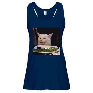 Dinner Table Cat Meme Funny Internet Yelling Confused Gift Ladies Essential Flowy Tank