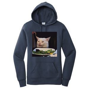 Dinner Table Cat Meme Funny Internet Yelling Confused Gift Women's Pullover Hoodie