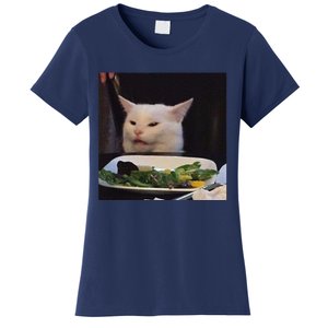 Dinner Table Cat Meme Funny Internet Yelling Confused Gift Women's T-Shirt