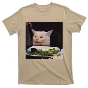 Dinner Table Cat Meme Funny Internet Yelling Confused Gift T-Shirt