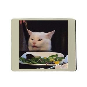 Dinner Table Cat Meme Funny Internet Yelling Confused Gift Mousepad