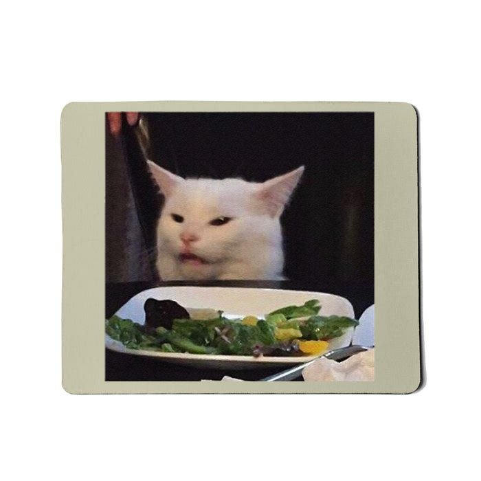 Dinner Table Cat Meme Funny Internet Yelling Confused Gift Mousepad