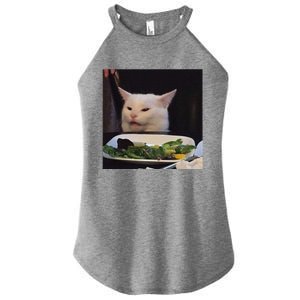 Dinner Table Cat Meme Funny Internet Yelling Confused Gift Women's Perfect Tri Rocker Tank