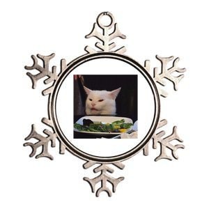 Dinner Table Cat Meme Funny Internet Yelling Confused Gift Metallic Star Ornament