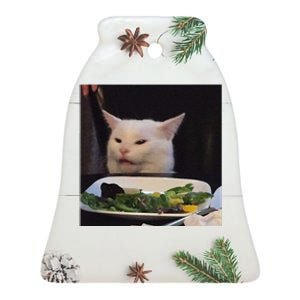 Dinner Table Cat Meme Funny Internet Yelling Confused Gift Ceramic Bell Ornament