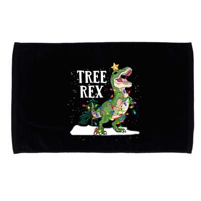 Dinosaur Trex Christmas Lights Funny Tree Rex Funny Gift Microfiber Hand Towel