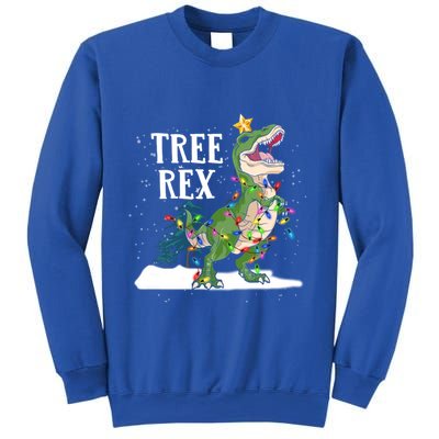 Dinosaur Trex Christmas Lights Funny Tree Rex Funny Gift Sweatshirt