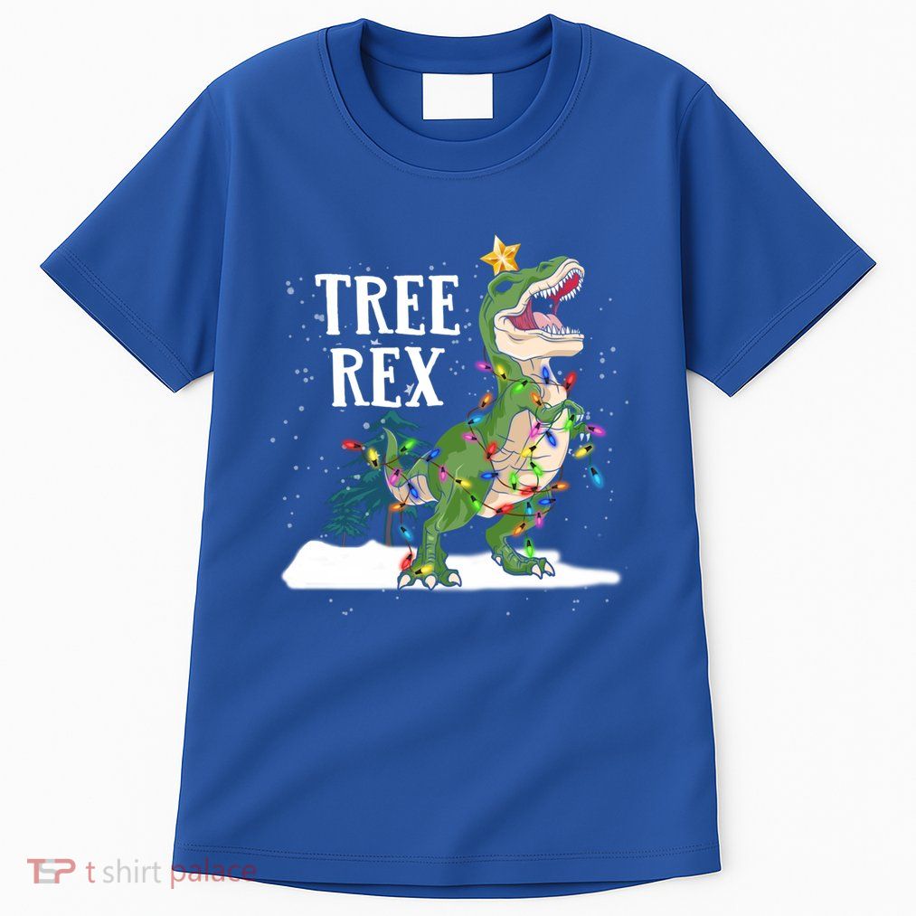 Dinosaur Trex Christmas Lights Funny Tree Rex Funny Gift Tall T-Shirt