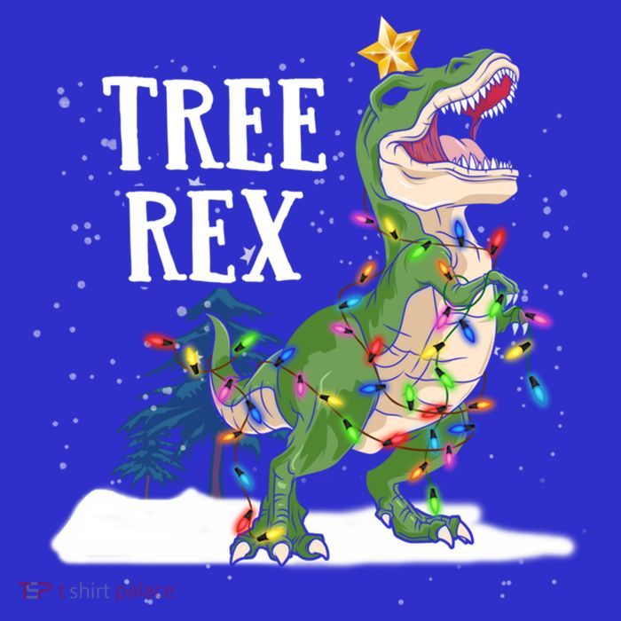 Dinosaur Trex Christmas Lights Funny Tree Rex Funny Gift Tall T-Shirt