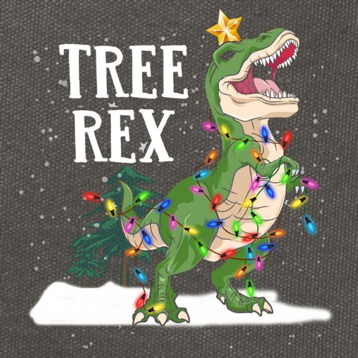 Dinosaur Trex Christmas Lights Funny Tree Rex Funny Gift Cotton Canvas Backpack